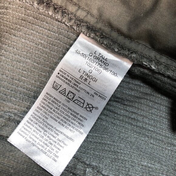 Gap‎ Corduroy Pants Women's L 32x30 Gray Vintage Flight High Rise Joggers Tall - Picture 13 of 16